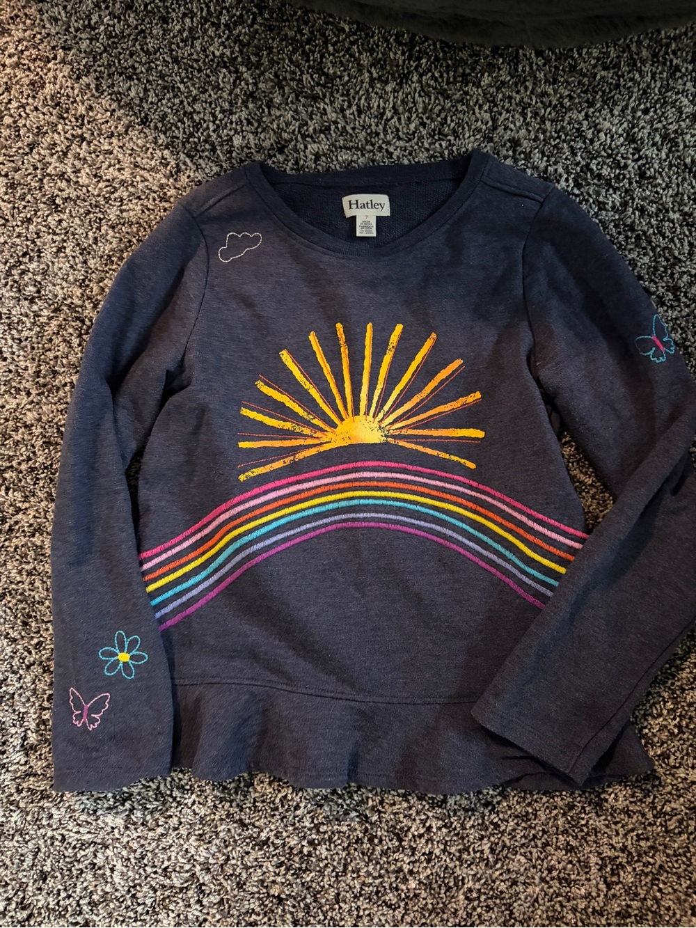 Hatley Navy Long Sleeve Top with Rainbow & Yellow Sun